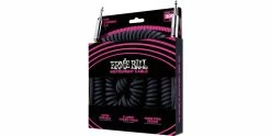 Ernie Ball Ultraflex 30 Foot Instrument Coiled Cable Black -Guitar Parts Store ernie ball ultraflex 30 foot straight straight instrument cable black angle 2